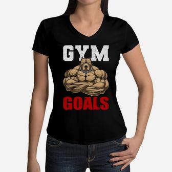 A Strongest Gymer Gets Gym Goals Women V-Neck T-Shirt | Crazezy DE