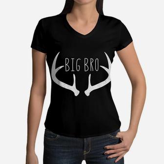 Big Brother Shirt - Boys Deer Antlers Hunting Women V-Neck T-Shirt | Crazezy