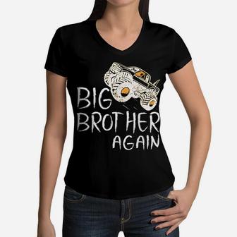 Big Brother Shirt - Monster Truck For Boys & Youth Women V-Neck T-Shirt | Crazezy