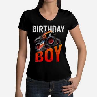 Birthday Boy - Monster Truck Rule JAM T-Shirt Women V-Neck T-Shirt | Crazezy CA