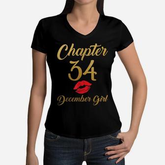 Chapter 34 December Girl 34 Years Old Birthday Gift Women Women V-Neck T-Shirt | Crazezy