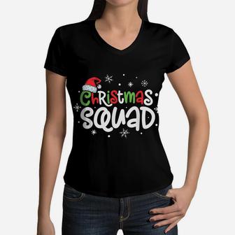 Christmas Squad Family Matching Pajamas Xmas Boys Kids Santa Women V-Neck T-Shirt | Crazezy UK
