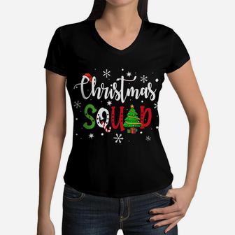 Christmas Squad Funny Family Matching Pajamas Boys Girls Women V-Neck T-Shirt | Crazezy