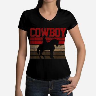 Cowboy Rodeo Horse Gift Country Women V-Neck T-Shirt | Crazezy CA