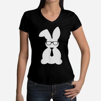 Cute Bunny Bow Tie Men Boys Kids Funny Easter Day Women V-Neck T-Shirt | Crazezy
