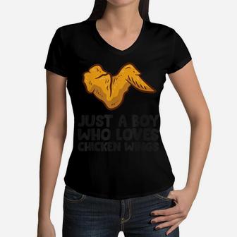 Cute Chicken Wing Just A Boy Who Loves Chicken Wings Women V-Neck T-Shirt | Crazezy