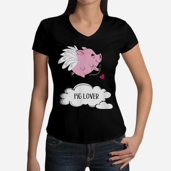 Funny Pig Lover Gift For Any Girl Who Loves Pigs Women V-Neck T-Shirt | Crazezy CA