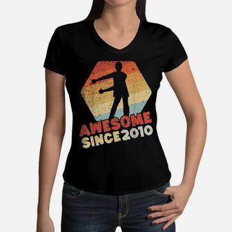 Gift For 9 Year Old Birthday Boy Awesome Since 2010 Women V-Neck T-Shirt | Crazezy CA