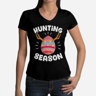 Hunting Season Easter T Shirt Egg Hunter Women Men Kids Boys Women V-Neck T-Shirt | Crazezy