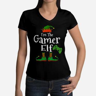 I'm The Gamer Elf Family Matching Funny Christmas Boys Gift Women V-Neck T-Shirt | Crazezy