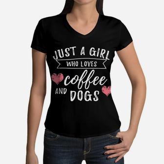 Just A Girl Who Loves Dogs - Dog Owner & Lover Gift Women V-Neck T-Shirt | Crazezy CA