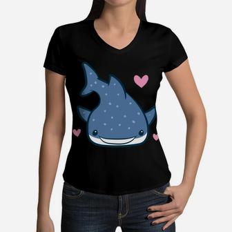 Just A Girl Who Loves Whale Sharks Cute Whale Shark Women V-Neck T-Shirt | Crazezy