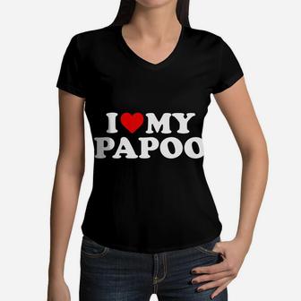 Kids I Love My Papoo Shirt Toddler, Boy, Girl, Youth, Baby Women V-Neck T-Shirt | Crazezy CA