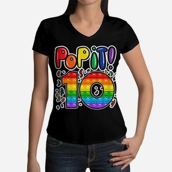 Kids Pop It 10Th Birthday Girls Boys 10 Years Old Fidget Women V-Neck T-Shirt | Crazezy