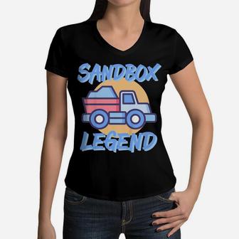 Kids Sandbox Legend-Kids Dump Truck Construction-Boys Playground Women V-Neck T-Shirt | Crazezy