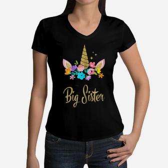 Kids Unicorn Big Sister Shirt I'm Going To Be A Big Sister T Women V-Neck T-Shirt | Crazezy AU