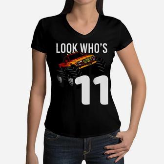 Monster Truck 11Th Birthday For Boys 11 Year Old Gift Women V-Neck T-Shirt | Crazezy