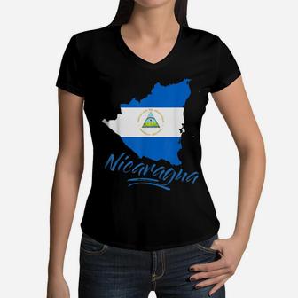 Nicaragua Blue Flag Men Women Kids De Nicaragua Women V-Neck T-Shirt | Crazezy CA