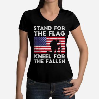 Patriotic Military American Flag T Shirt For Men Women Kids Women V-Neck T-Shirt | Crazezy