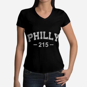 Philly 215 Retro Vintage Shirt Gift Men Women Kids Women V-Neck T-Shirt | Crazezy