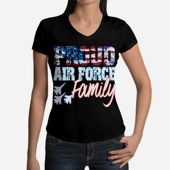 Proud Patriotic Air Force Family Usa Flag Men Women Kids Sweatshirt Women V-Neck T-Shirt | Crazezy