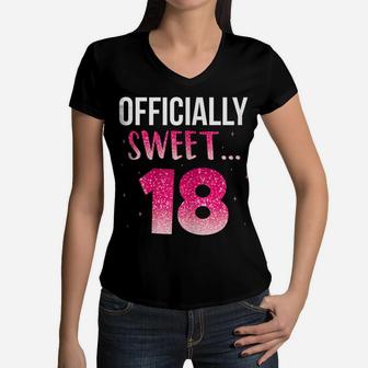 Sweet 18 Gift 18Th Birthday Present 18 Year Old Girls Women V-Neck T-Shirt | Crazezy