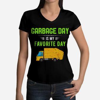 Trash Collector Birthday Garbage Truck Day Lovers Kids Gift Women V-Neck T-Shirt | Crazezy AU