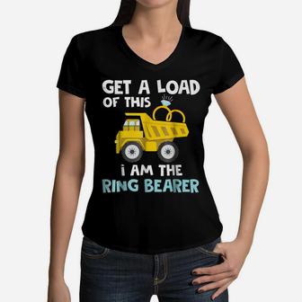Wedding Shirts Ring Bearer Funny Truck Shirts Boys Men Gifts Women V-Neck T-Shirt | Crazezy DE