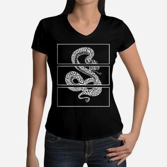 White Snake Dark Aesthetic Soft Grunge Goth Punk Gothic Girl Women V-Neck T-Shirt | Crazezy