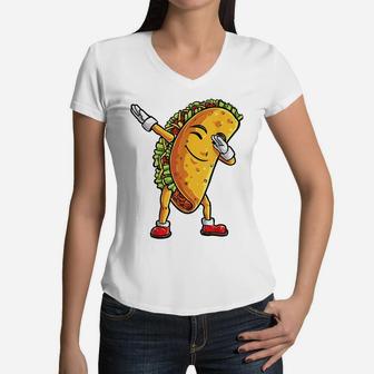 Dabbing Taco Cinco De Mayo T Shirt Kids Boys Men Tacos Tees Women V-Neck T-Shirt | Crazezy DE