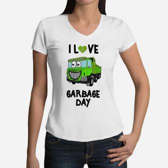 I Heart Love Garbage Day Shirt | Little Boys Kids Women V-Neck T-Shirt | Crazezy