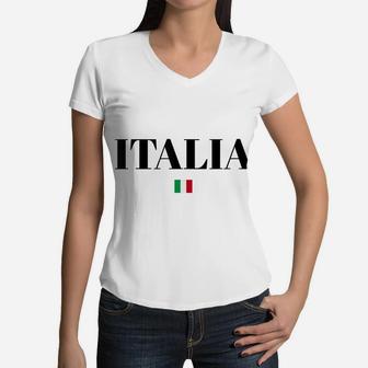 Italia Flag Italy | Men Woman Kids | White Italian Women V-Neck T-Shirt | Crazezy DE