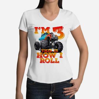 Kids 3Rd Birthday Boy - Monster Truck Rule JAM T-Shirt Women V-Neck T-Shirt | Crazezy CA