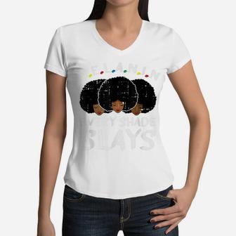 Melanin Black Woman Girl Afro Saying African American Gifts Women V-Neck T-Shirt | Crazezy AU