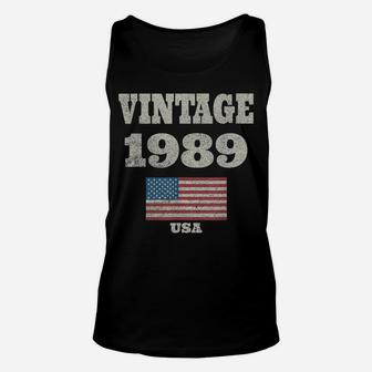 30Th Birthday Gift Vintage Usa Flag 1989 T-Shirt Design Unisex Tank Top | Crazezy CA
