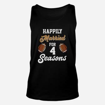 4th Anniversary For Football Lover Husband Wife Gift Unisex Tank Top | Crazezy