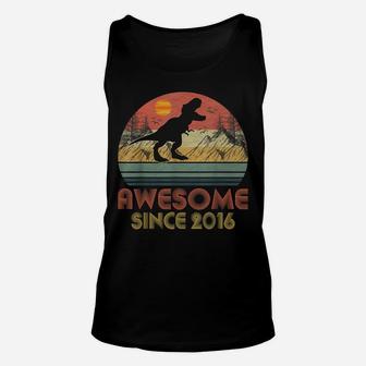 4Th Birthday Gift Awesome 2016 Dinosaur 4 Years Old Unisex Tank Top | Crazezy