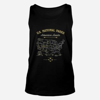 62 National Parks Map Gifts Us Park Vintage Camping Hiking Unisex Tank Top | Crazezy