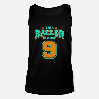 9th Birthday For Boys Basketball 9 Years Old Gift Unisex Tank Top | Crazezy CA