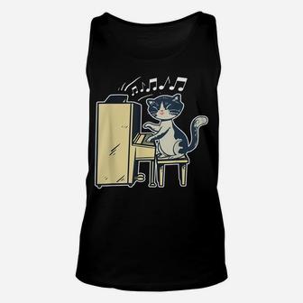 A Cute Cat Playing The Piano Funny Pianist Unisex Tank Top | Crazezy