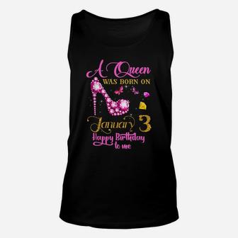 A Queen Was Born On January 3, 3Rd January Birthday Gift V Unisex Tank Top | Crazezy