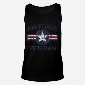 Air Force Veteran With Vintage Roundel Grunge Unisex Tank Top | Crazezy