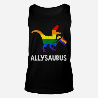 Allysaurus Trans Ally T Rex Dinosaur Gay Pride Parade Lgbt Unisex Tank Top | Crazezy UK
