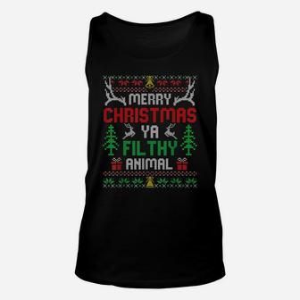Alone At Home Movies Merry Christmas You Filty Animal Ugly Unisex Tank Top | Crazezy