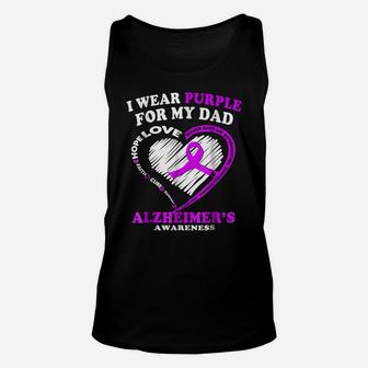 Alzheimers Awareness Shirt - I Wear Purple For My Dad Unisex Tank Top | Crazezy DE