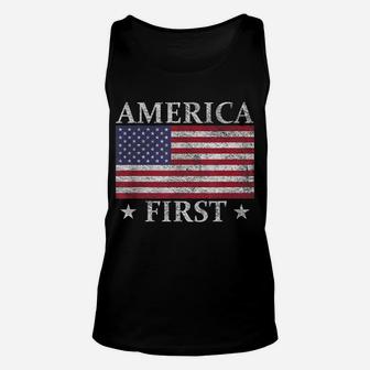 America First Usa American Flag Patriot Stars And Stripes Unisex Tank Top | Crazezy