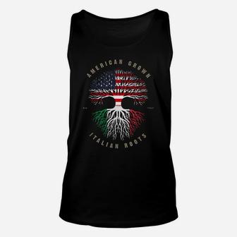 American Grown Italian Roots Italy Flag Unisex Tank Top | Crazezy