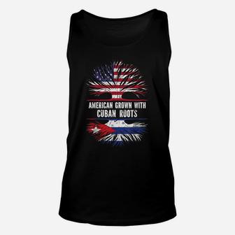 American Grown With Cuban Roots Usa Flag Cuba Unisex Tank Top | Crazezy CA