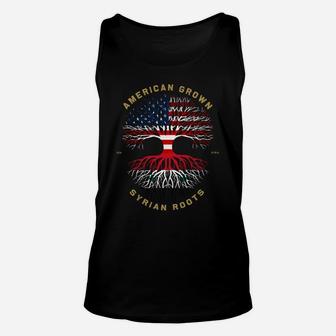 American Grown With Syrian Roots Tree Usa Flag Unique Gifts Sweatshirt Unisex Tank Top | Crazezy
