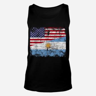 Argentinian Roots | Half American Flag | Usa Argentina Flag Unisex Tank Top | Crazezy
